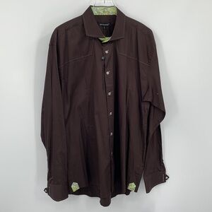 Bogosse Aramis Western chocolate brown button shirt men flip cuff new 7 XXXL